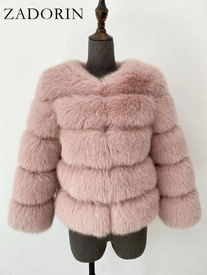 Long Sleeve Faux Fox Fur Coat Women Winter Fashion Thick Warm Fur Coats Outerwear Fake Fur Jacket Woman Clothing
