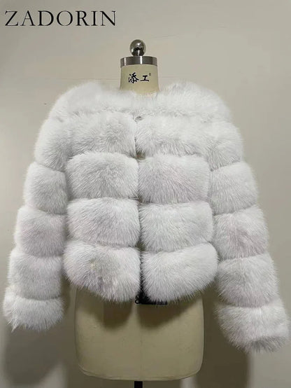 Long Sleeve Faux Fox Fur Coat Women Winter Fashion Thick Warm Fur Coats Outerwear Fake Fur Jacket Woman Clothing