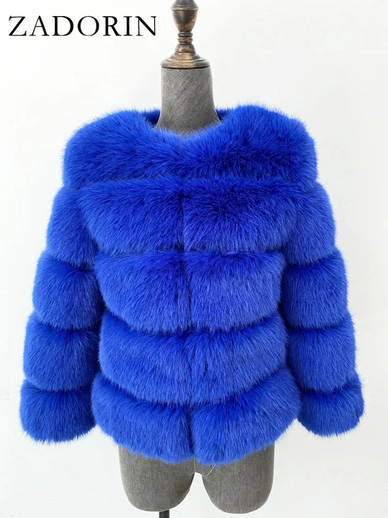 Long Sleeve Faux Fox Fur Coat Women Winter Fashion Thick Warm Fur Coats Outerwear Fake Fur Jacket Woman Clothing