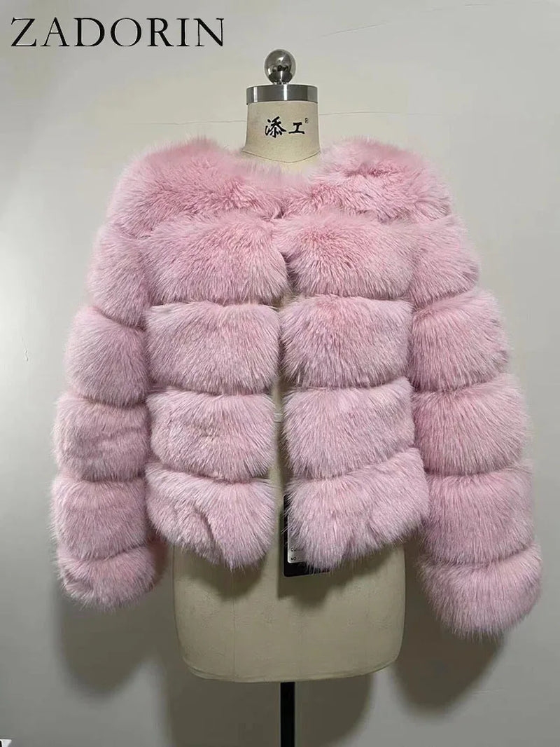 Long Sleeve Faux Fox Fur Coat Women Winter Fashion Thick Warm Fur Coats Outerwear Fake Fur Jacket Woman Clothing