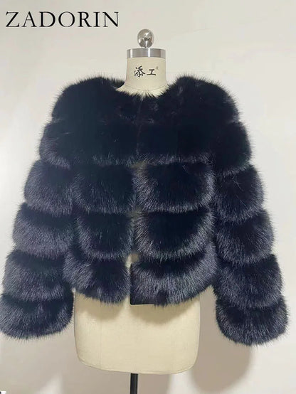 Long Sleeve Faux Fox Fur Coat Women Winter Fashion Thick Warm Fur Coats Outerwear Fake Fur Jacket Woman Clothing