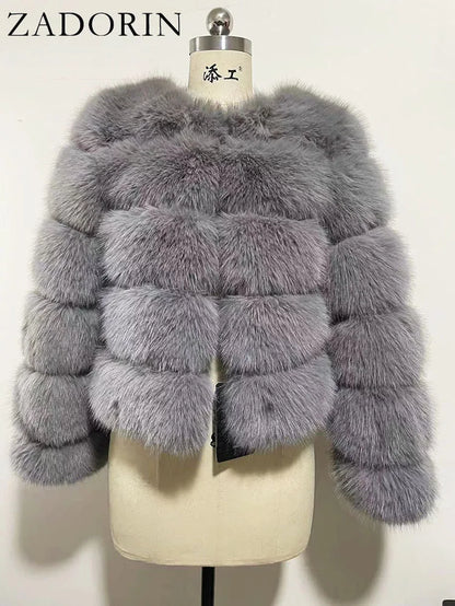 Long Sleeve Faux Fox Fur Coat Women Winter Fashion Thick Warm Fur Coats Outerwear Fake Fur Jacket Woman Clothing